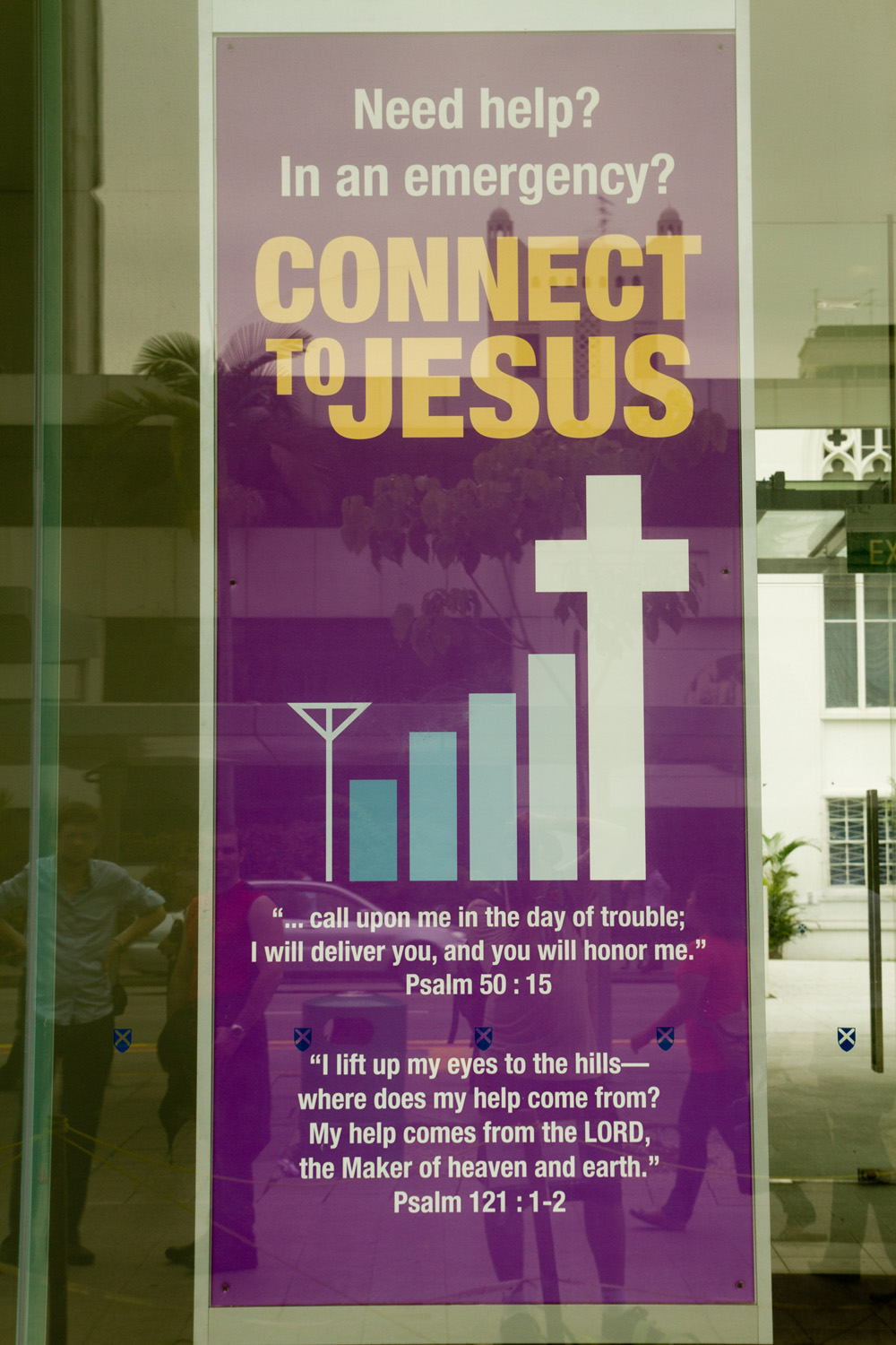Cartel cristiano en Singapur: "Conecta con Jesús"
