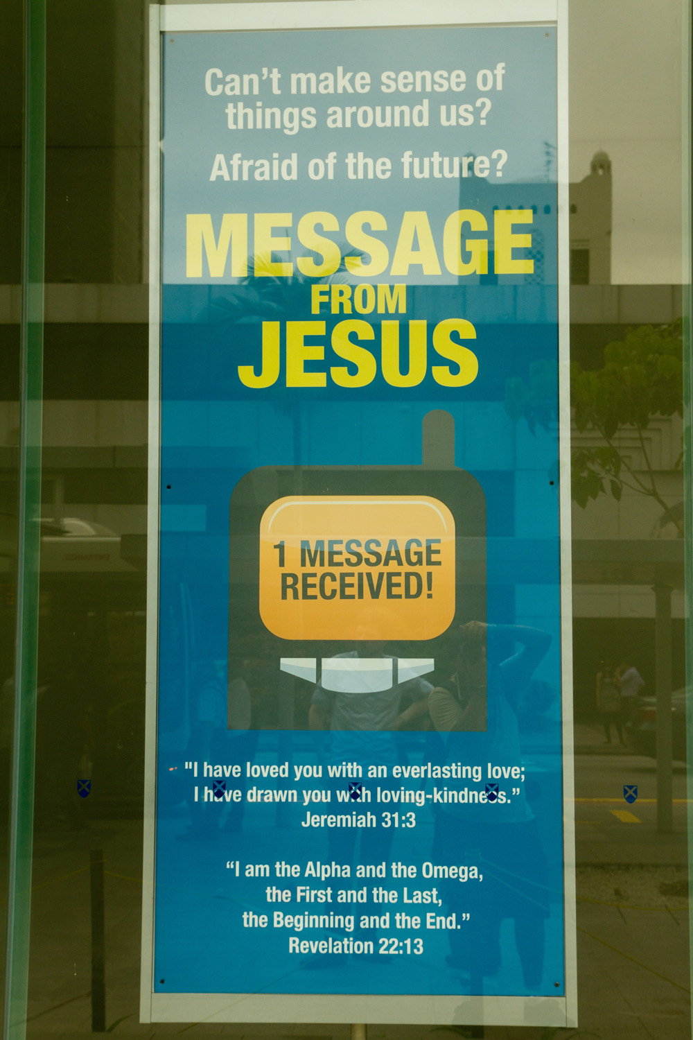 Cartel cristiano en Singapur: "Mensaje de Jesús"