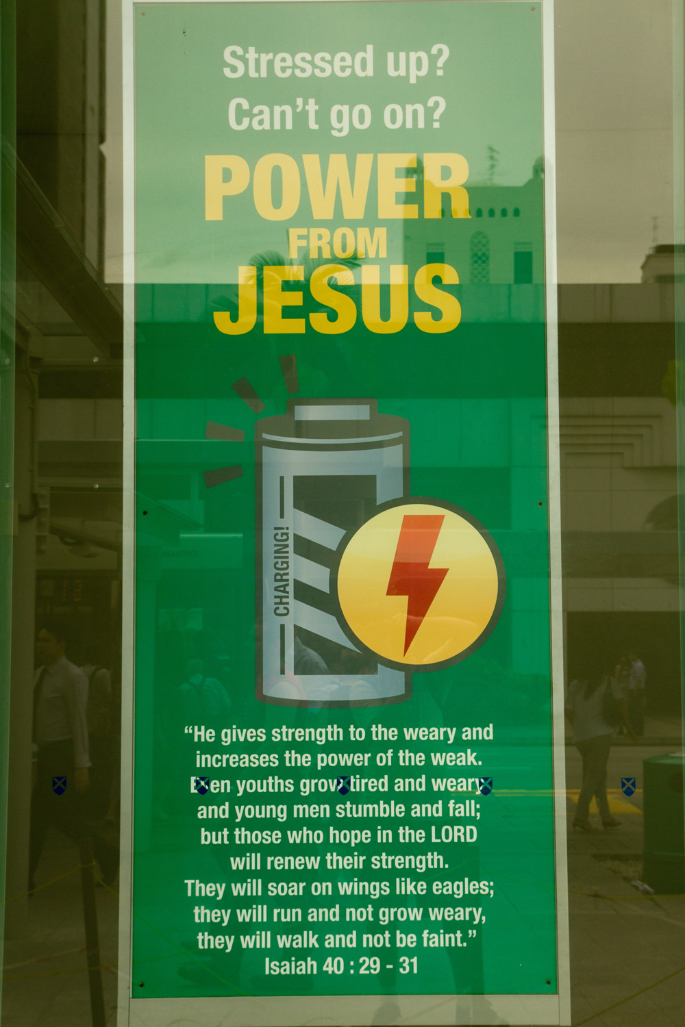 Cartel cristiano en Singapur: "Energía de Jesús"