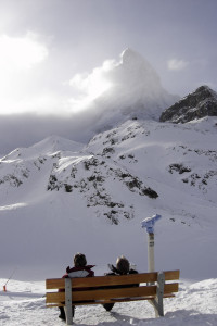 Mirador al Matterhorn en las pistas de esquí de Zermatt, Suiza